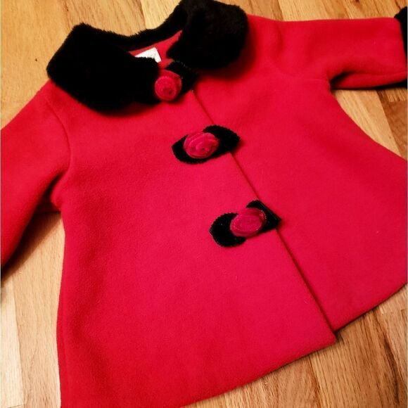 Starting Out Rosette Red Fleece Coat - Picture 2 of 5
